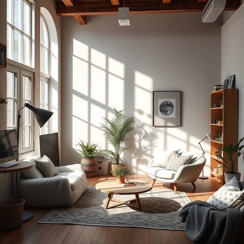 Cozy studio with natural light