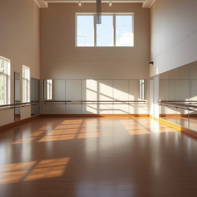 Dance studio with mirrors and sprung floor