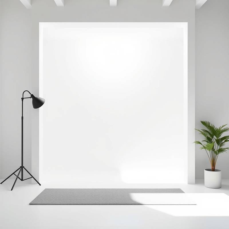 Minimalist studio with white walls
